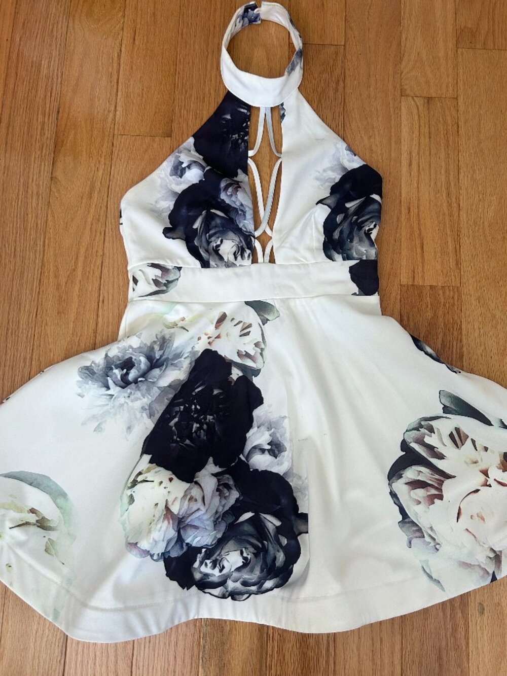 Halter floral mini dress